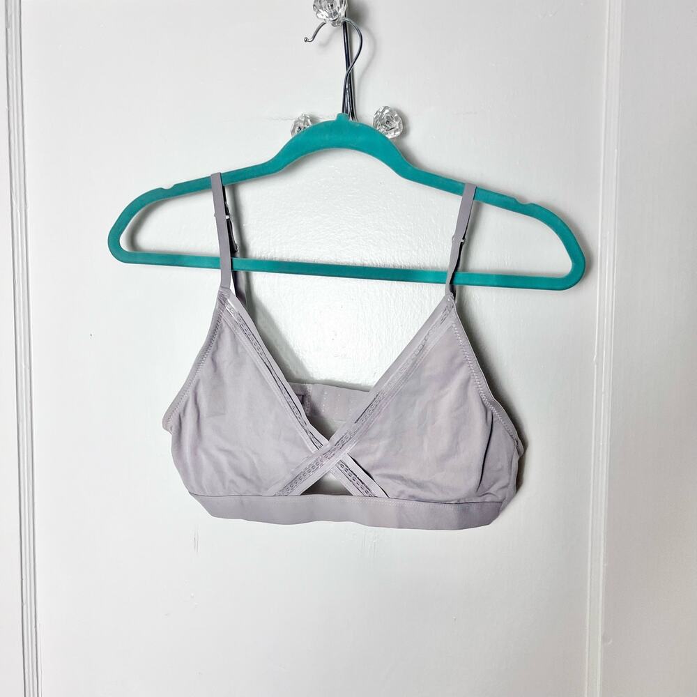 Anne Klein Light Gray Unlined Wireless Lightweight Stretch Bra Bralette Large
